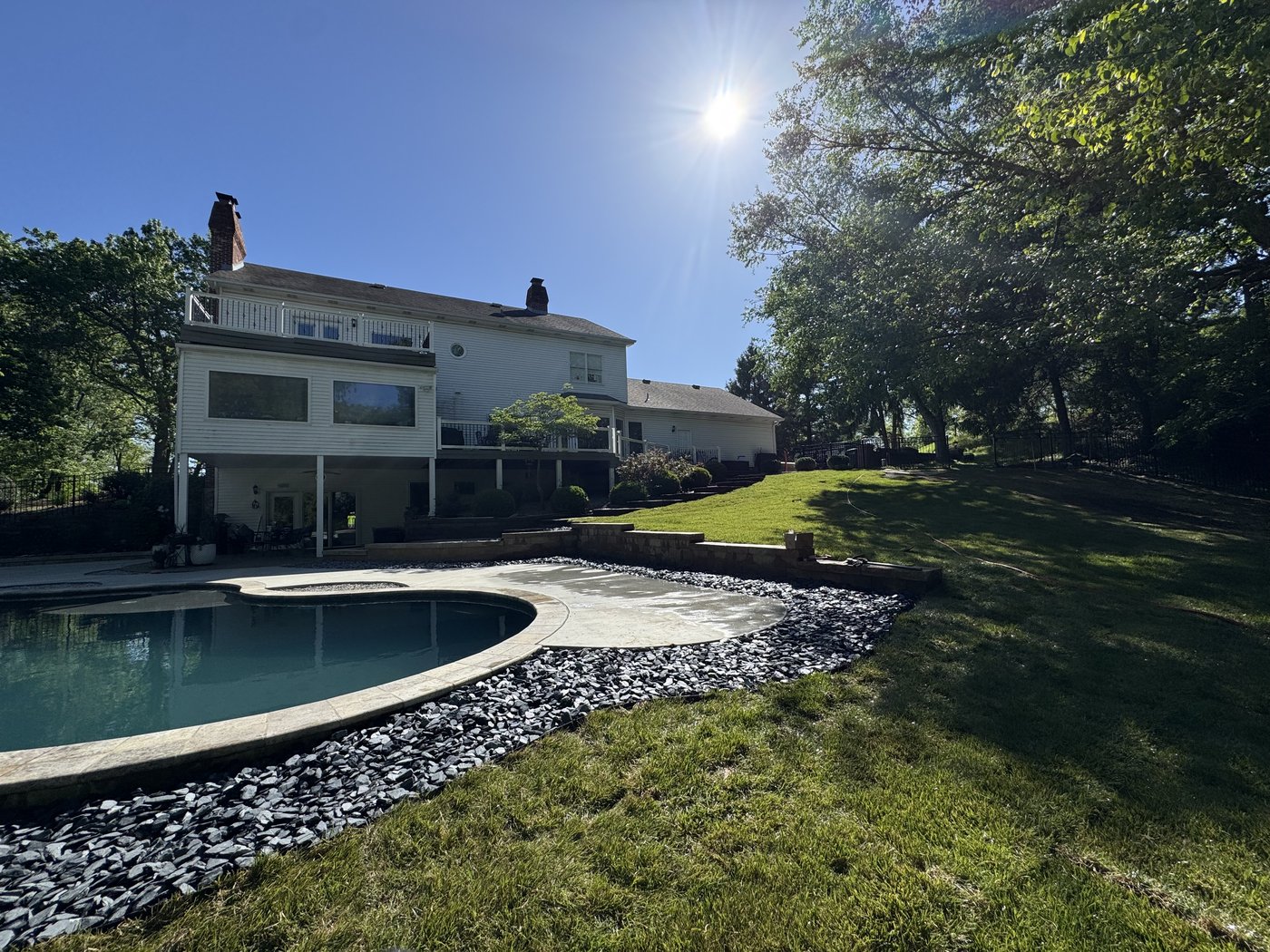 Before — sod installation around pool